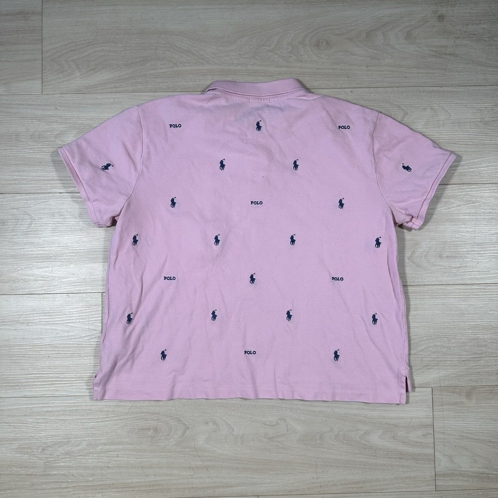 Ralph Lauren Polo Shirt Women XL Pink Pullover Embroidered AOP Pony Classic Fit* - Picture 2 of 6